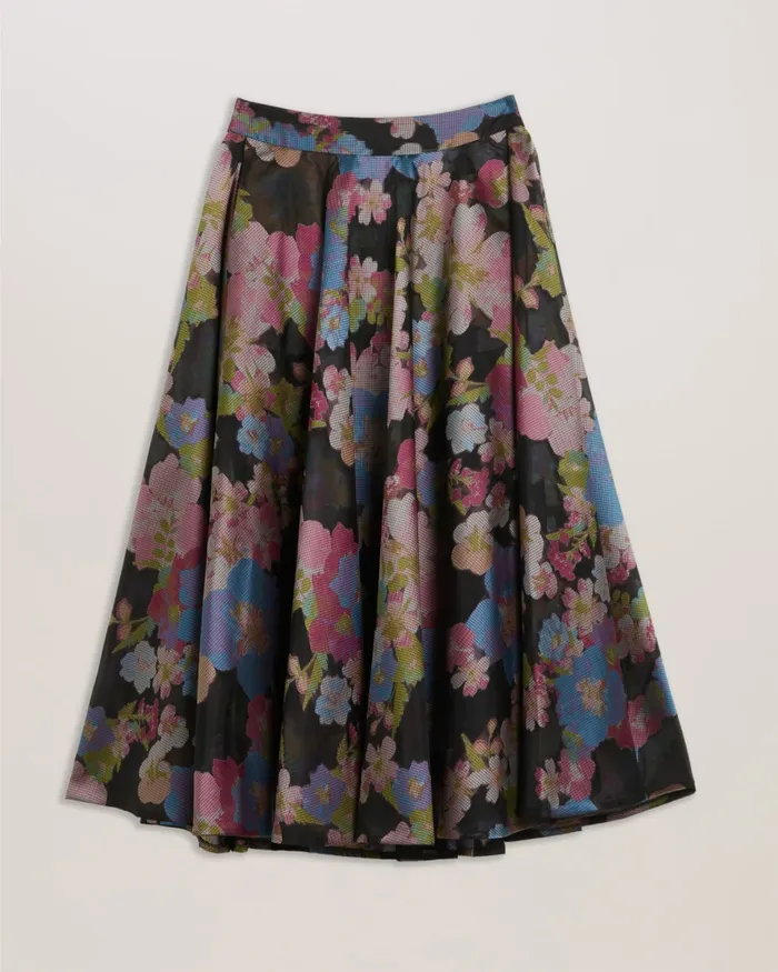 Women BURSA 8211 Jacquard ALine Midi Skirt Black Ted Baker Skirts