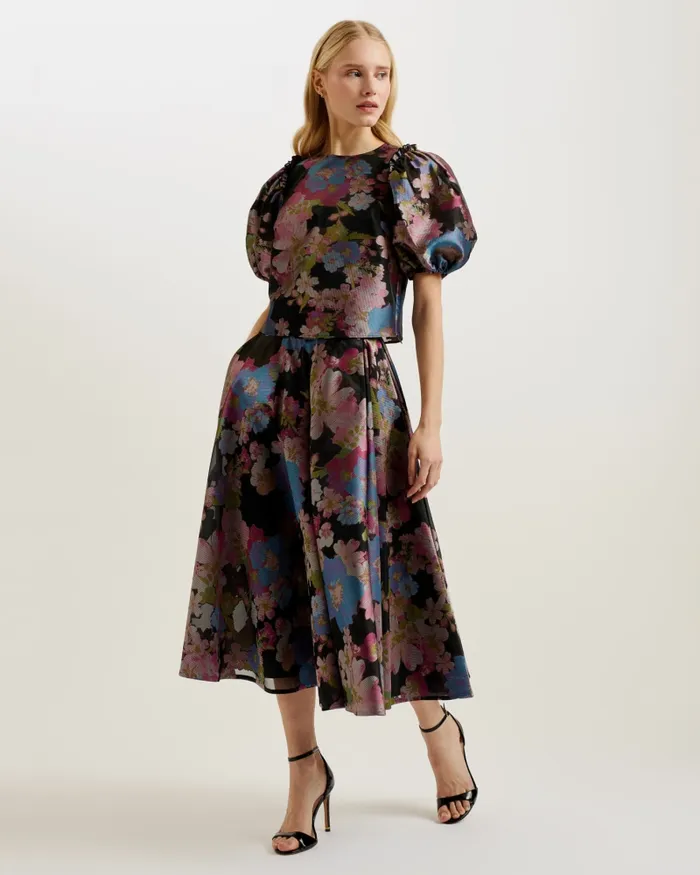 Women BURSA 8211 Jacquard ALine Midi Skirt Black Ted Baker Skirts Women BURSA 8211 Jacquard ALine Midi Skirt Black Ted Baker Skirts