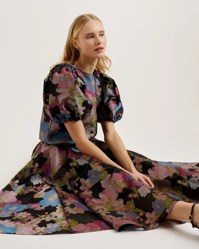 Women BURSA 8211 Jacquard ALine Midi Skirt Black Ted Baker Skirts Women BURSA 8211 Jacquard ALine Midi Skirt Black Ted Baker Skirts