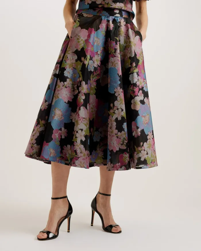 Women BURSA 8211 Jacquard ALine Midi Skirt Black Ted Baker Skirts Women BURSA 8211 Jacquard ALine Midi Skirt Black Ted Baker Skirts