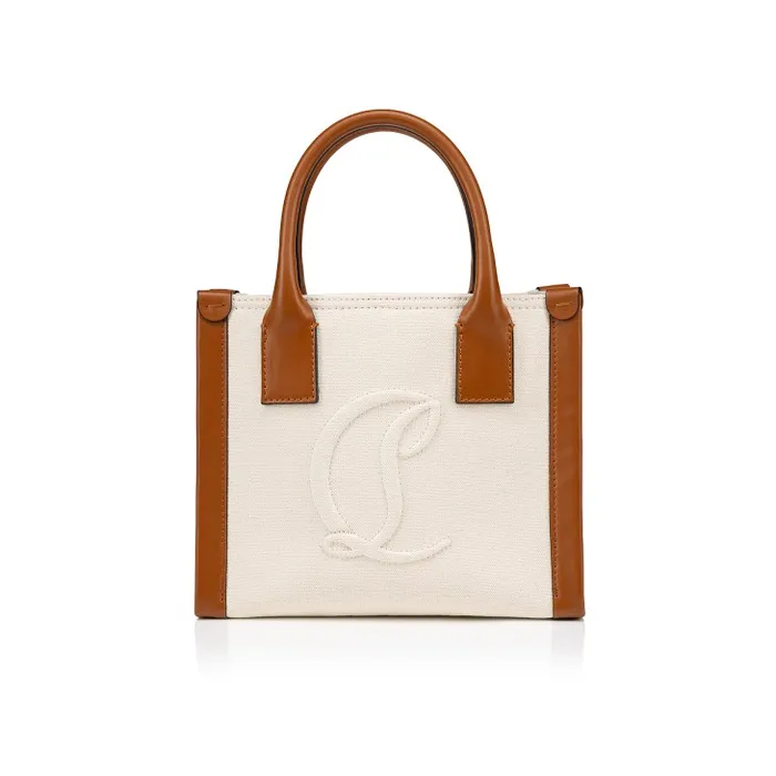 Women By My Side Mini Tote Bag 8211 Cotton And Calf Leather 8211 Natural Christian Louboutin Totes