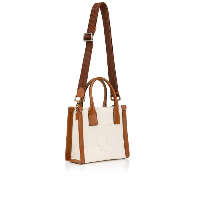 Women By My Side Mini Tote Bag 8211 Cotton And Calf Leather 8211 Natural Christian Louboutin Totes