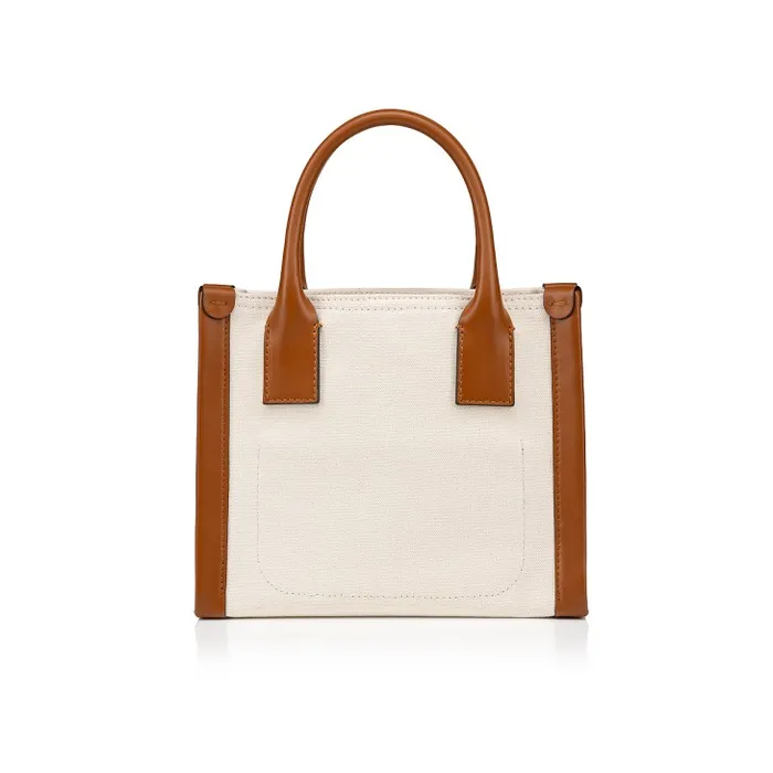 Women By My Side Mini Tote Bag 8211 Cotton And Calf Leather 8211 Natural Christian Louboutin Totes