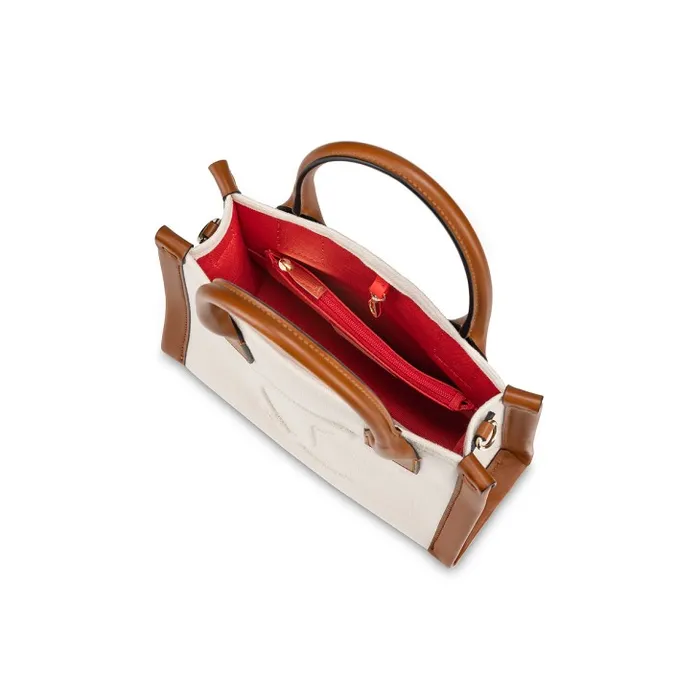 Women By My Side Mini Tote Bag 8211 Cotton And Calf Leather 8211 Natural Christian Louboutin Totes