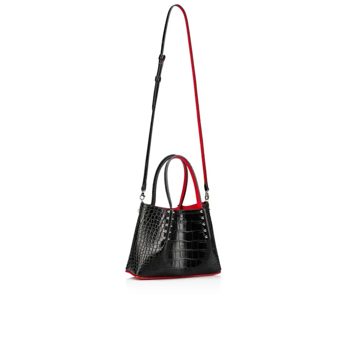 Women Cabarock Mini Tote Bag 8211 Alligator Embossed Calf Leather 8211 Black Christian Louboutin Mini Bags
