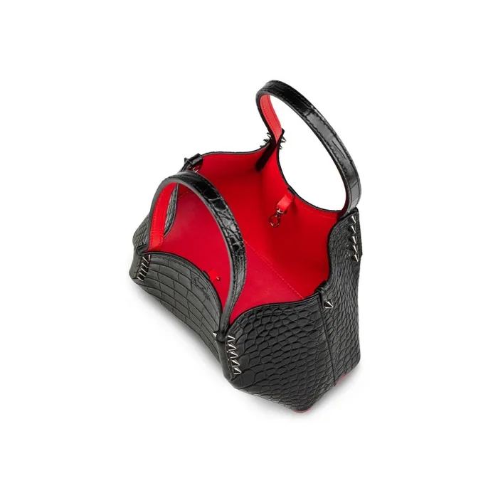 Women Cabarock Mini Tote Bag 8211 Alligator Embossed Calf Leather 8211 Black Christian Louboutin Mini Bags