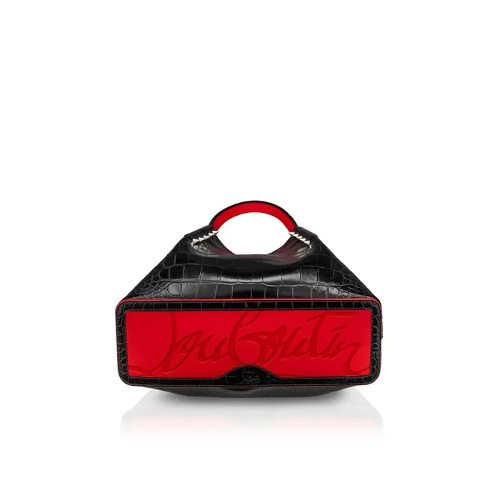 Women Cabarock Mini Tote Bag 8211 Alligator Embossed Calf Leather 8211 Black Christian Louboutin Mini Bags