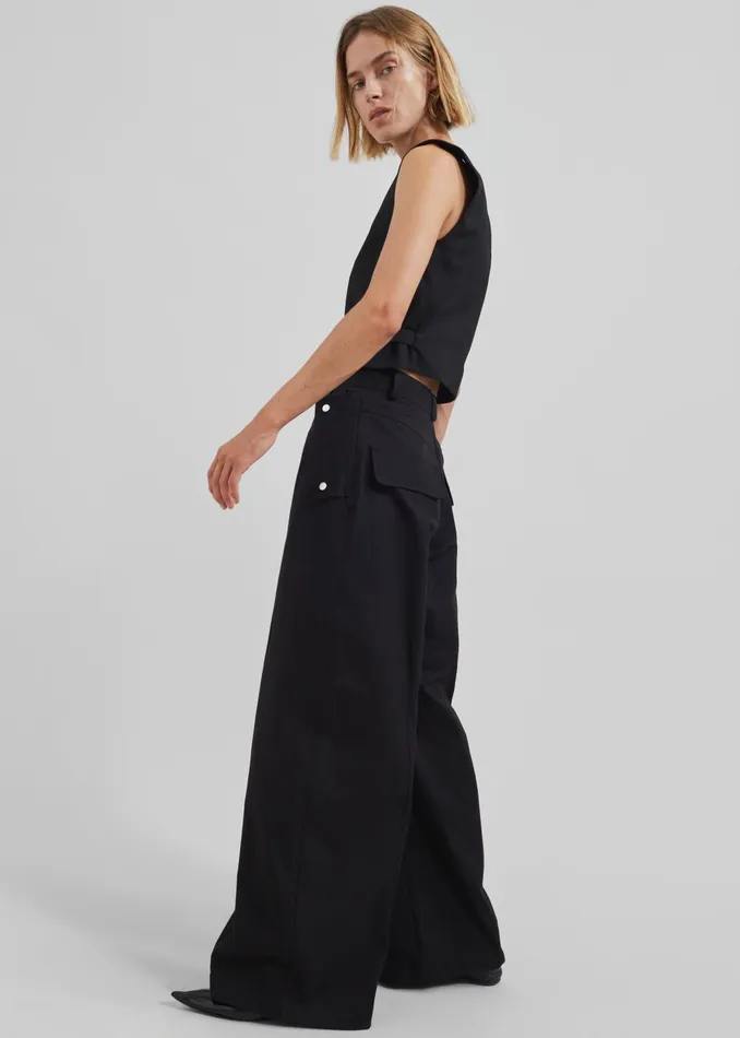 Women Calix Wide Leg Pants 8211 Black The Frankie Shop Bottoms