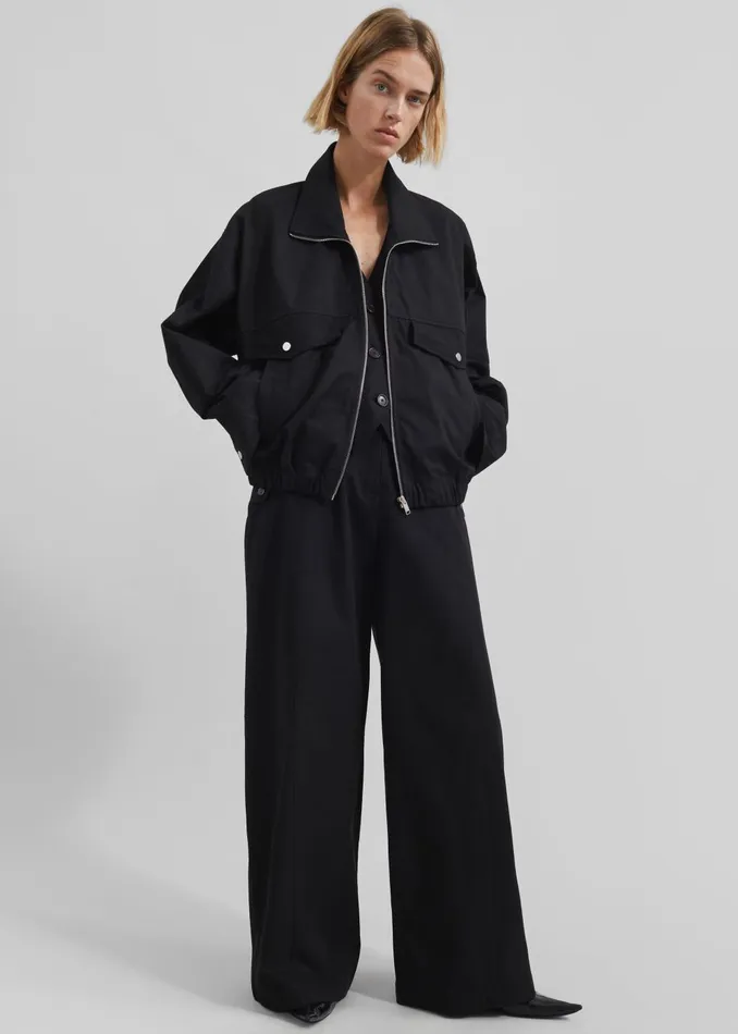 Women Calix Wide Leg Pants 8211 Black The Frankie Shop Bottoms