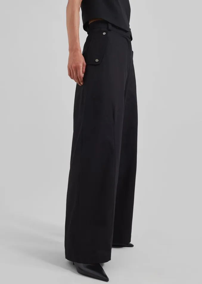 Women Calix Wide Leg Pants 8211 Black The Frankie Shop Bottoms