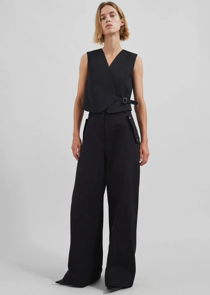 Women Calix Wide Leg Pants 8211 Black The Frankie Shop Bottoms