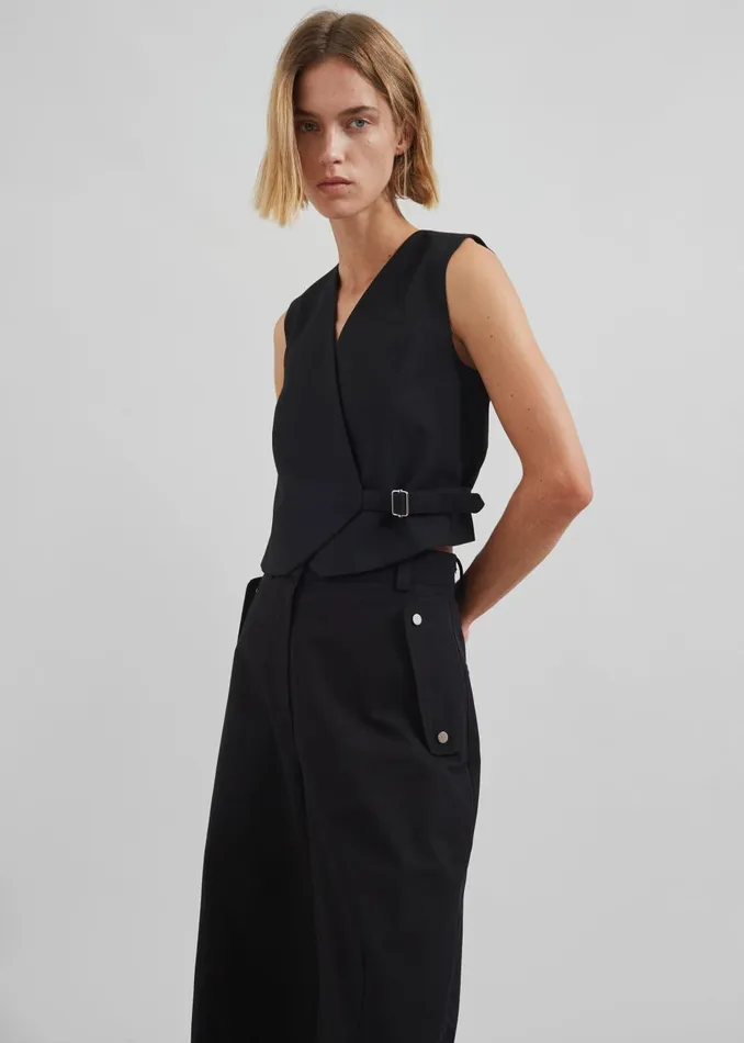 Women Calix Wide Leg Pants 8211 Black The Frankie Shop Bottoms