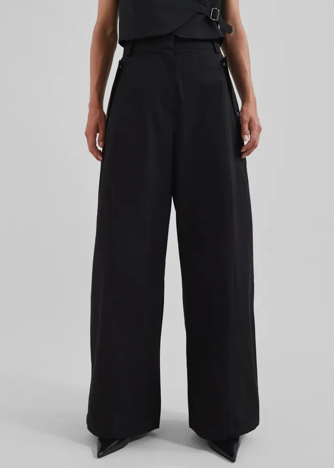 Women Calix Wide Leg Pants 8211 Black The Frankie Shop Bottoms
