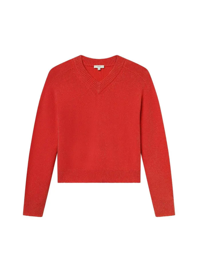 Women Calven Cashmere V Neck Sweater Really Red ALC Knitwear