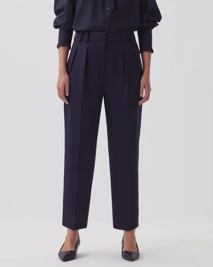 Women Camille 8211 Pleated Trousers Night Sky Comptoir Des Cotonniers Trousers