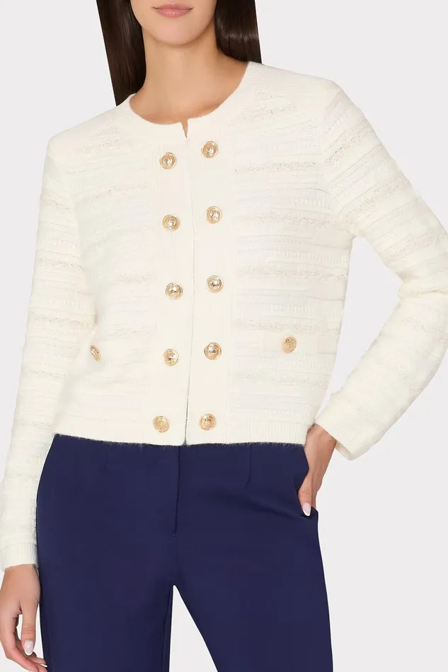 Women Cardigans Milly Textured Knit Cardigan Ecru Women Cardigans Milly Textured Knit Cardigan Ecru
