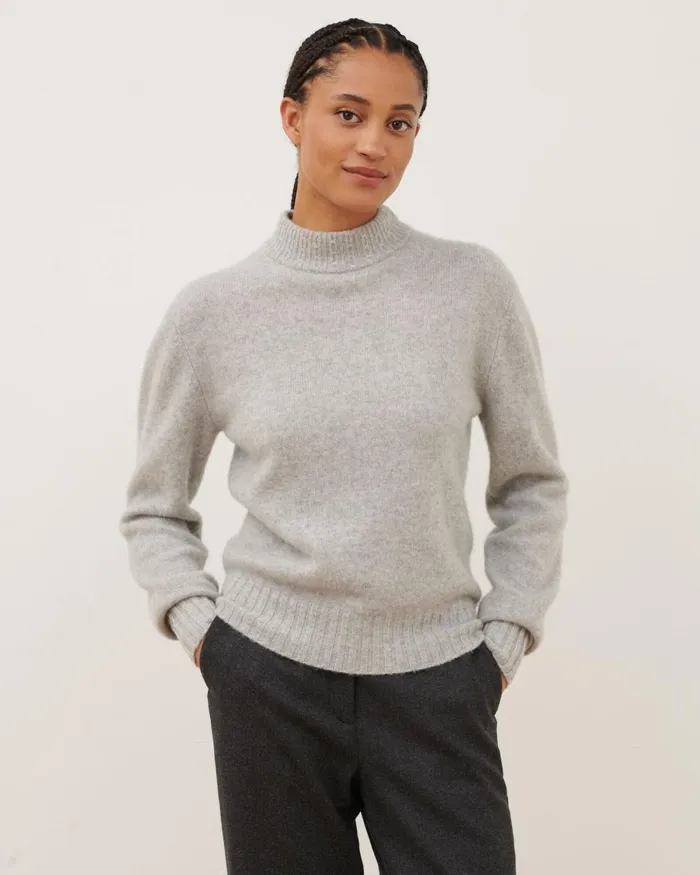 Women Cashmere Polo Neck Jumper Light Grey Knit Comptoir Des Cotonniers Knit Women Cashmere Polo Neck Jumper Light Grey Knit Comptoir Des Cotonniers Knit
