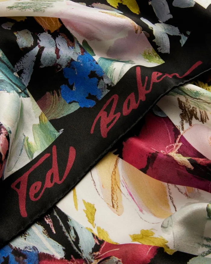 Women CATTIAA 8211 Floral Printed Silk Scarf Black Ted Baker Scarves Women CATTIAA 8211 Floral Printed Silk Scarf Black Ted Baker Scarves