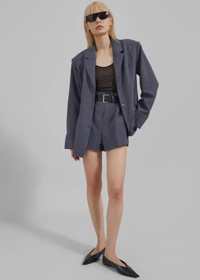 Women Chappell Belted Shorts 8211 Grey The Frankie Shop Bottoms