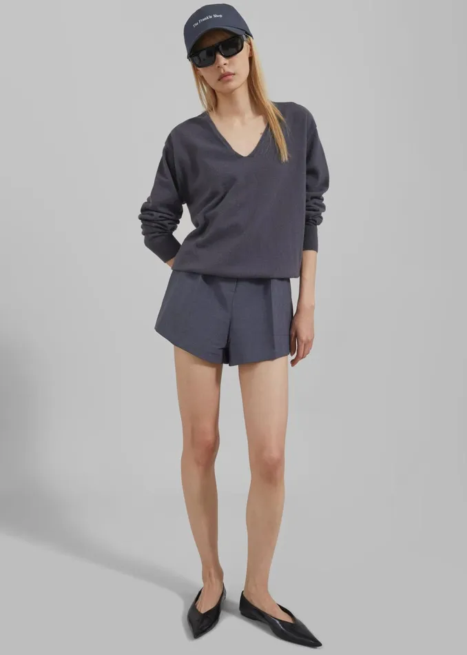 Women Chappell Belted Shorts 8211 Grey The Frankie Shop Bottoms