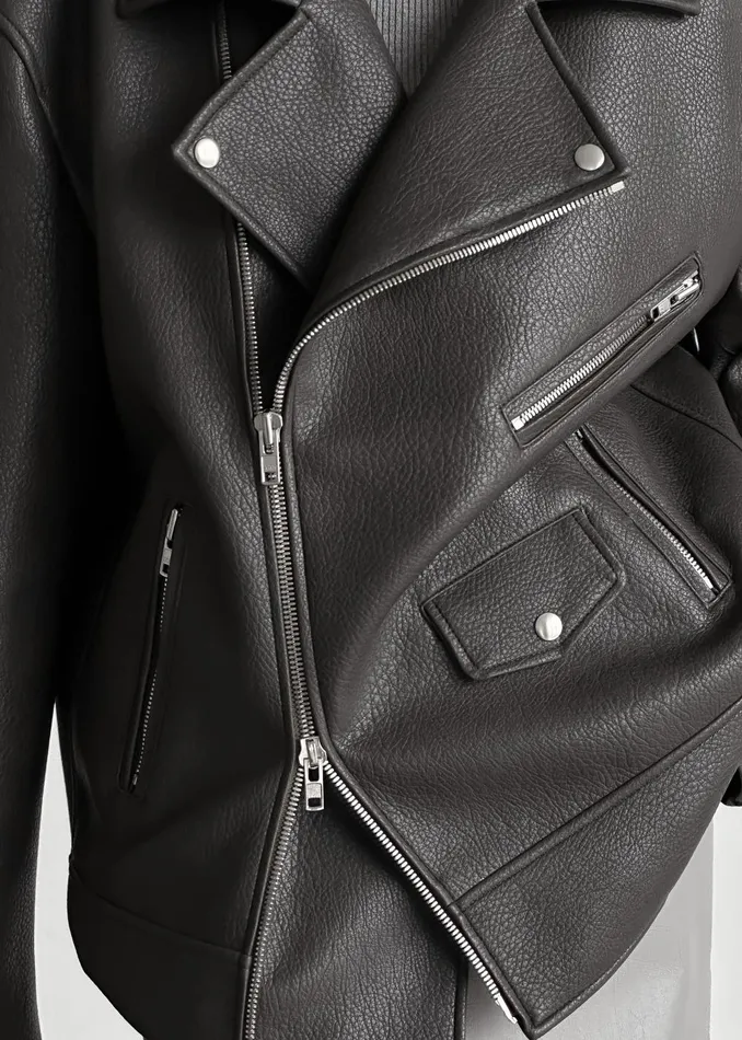 Women Chicago Oversized Biker Jacket 8211 Charcoal The Frankie Shop Outerwear