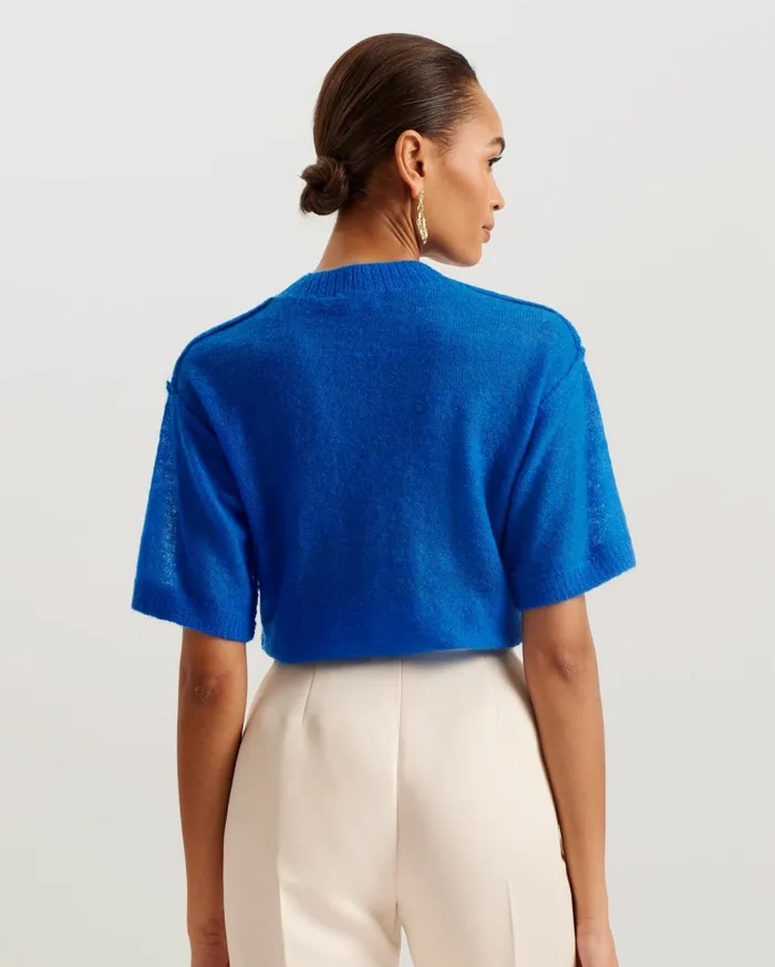 Women CHRISII 8211 Short Sleeve Mohair Knit Top Medium Blue Ted Baker Jumpers and Cardigans Women CHRISII 8211 Short Sleeve Mohair Knit Top Medium Blue Ted Baker Jumpers and Cardigans