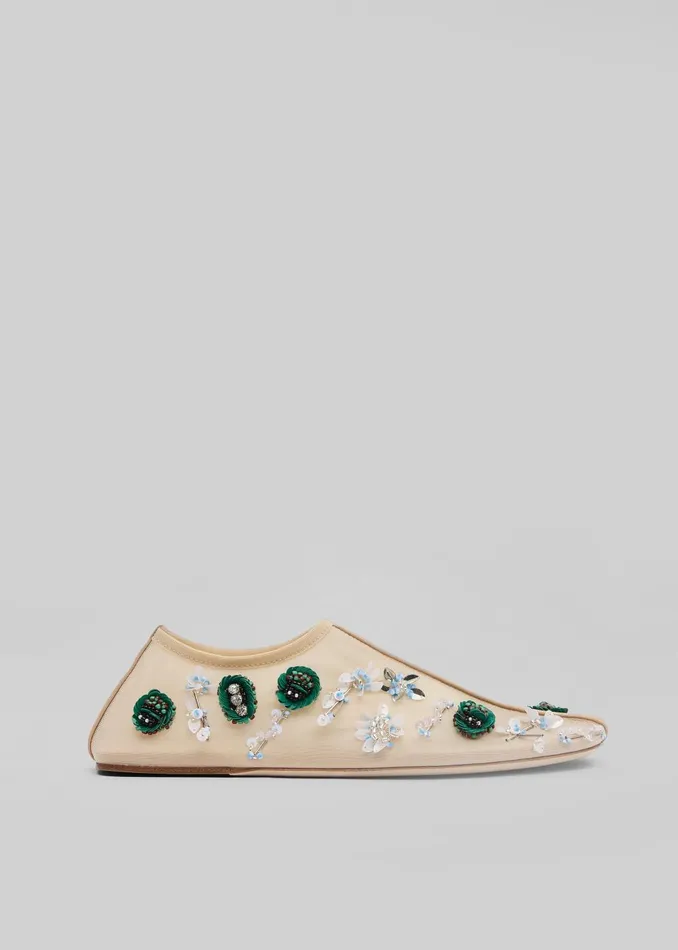 Women Christopher Esber Embla Beaded Mesh Flat 8211 EcruMulti The Frankie Shop