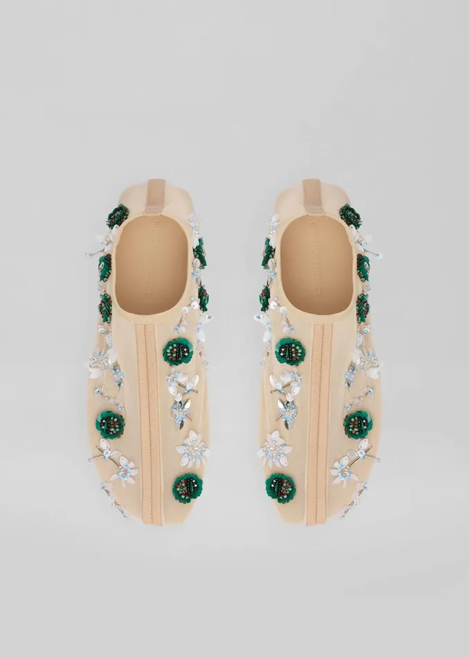 Women Christopher Esber Embla Beaded Mesh Flat 8211 EcruMulti The Frankie Shop