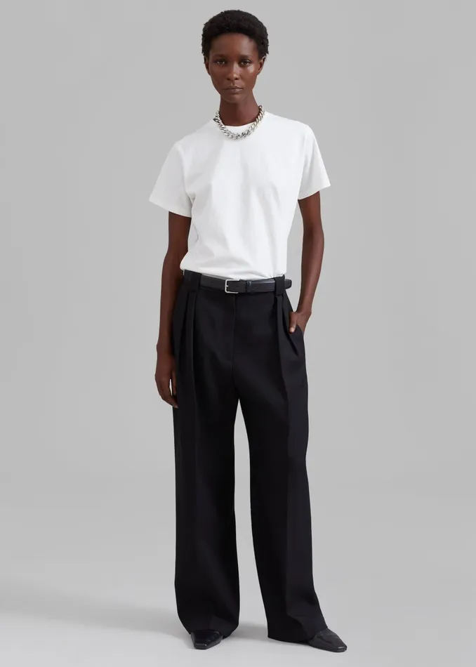 Women Cian Pintuck Trousers 8211 Black The Frankie Shop Bottoms