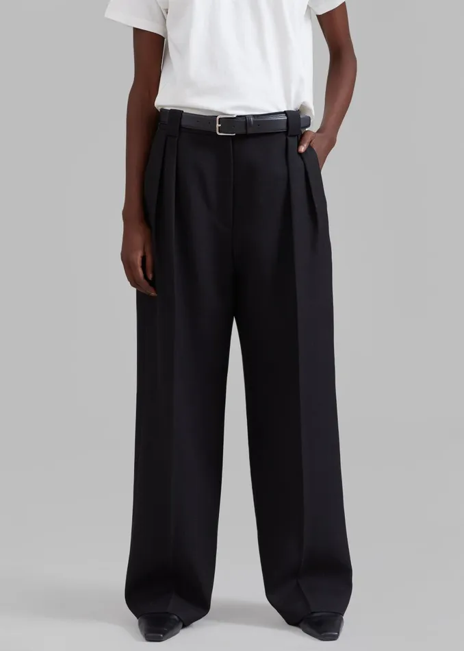 Women Cian Pintuck Trousers 8211 Black The Frankie Shop Bottoms