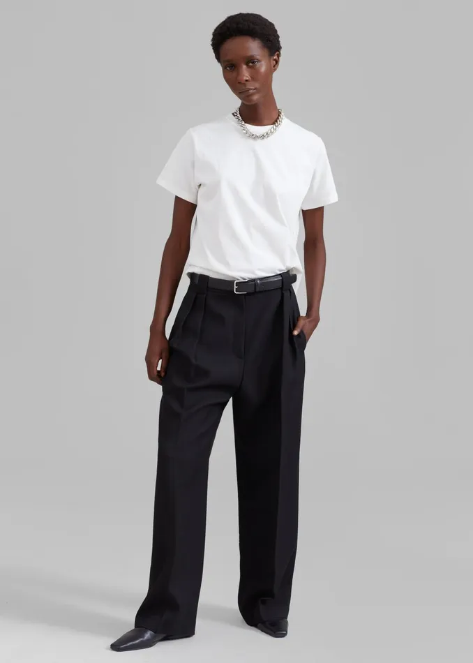 Women Cian Pintuck Trousers 8211 Black The Frankie Shop Bottoms
