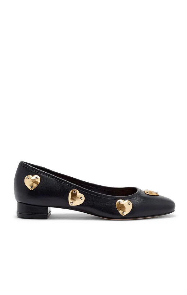 Women Cinq Sept Marin Block Heel Ballet Pump Blackgold
