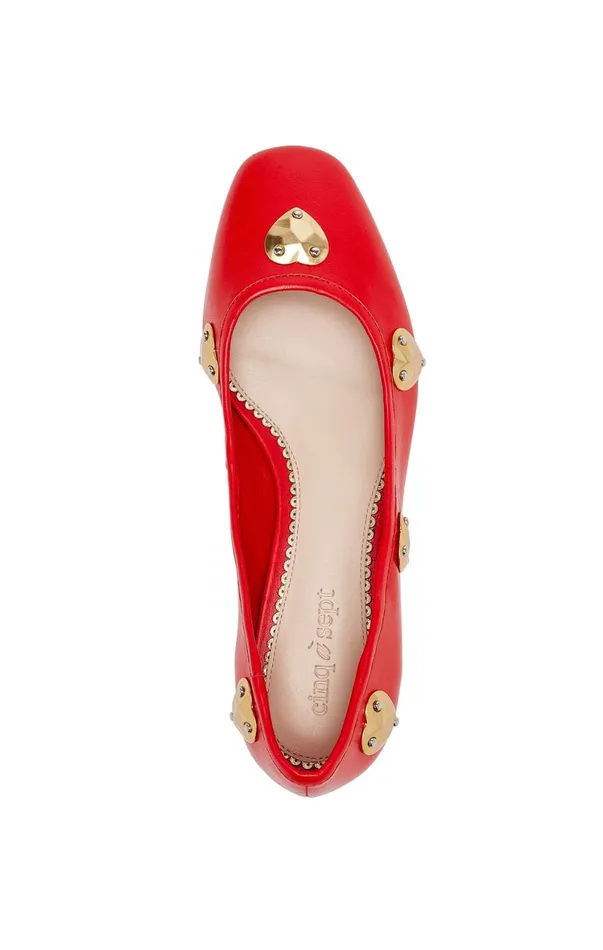 Women Cinq Sept Marin Block Heel Ballet Pump Cardinalgold