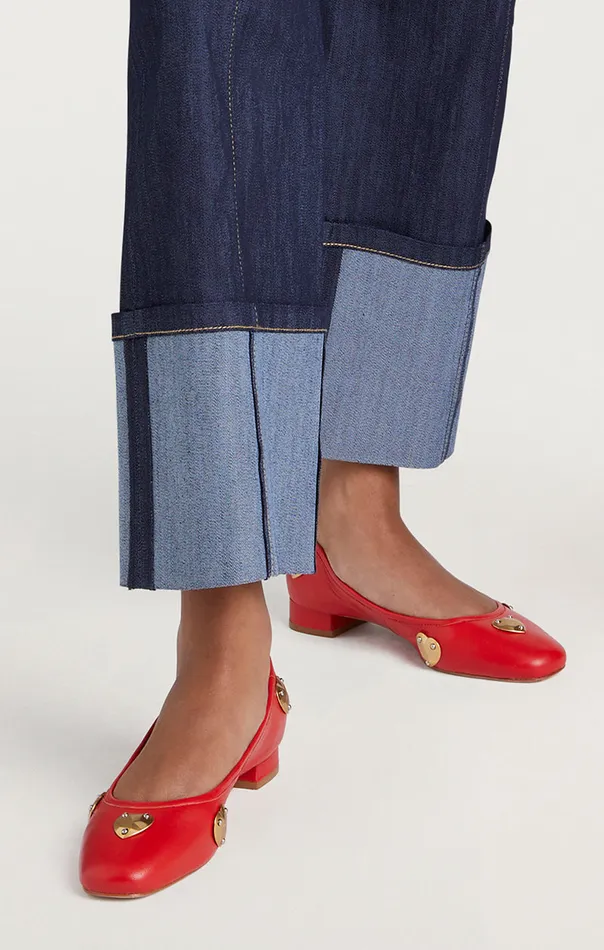 Women Cinq Sept Marin Block Heel Ballet Pump Cardinalgold