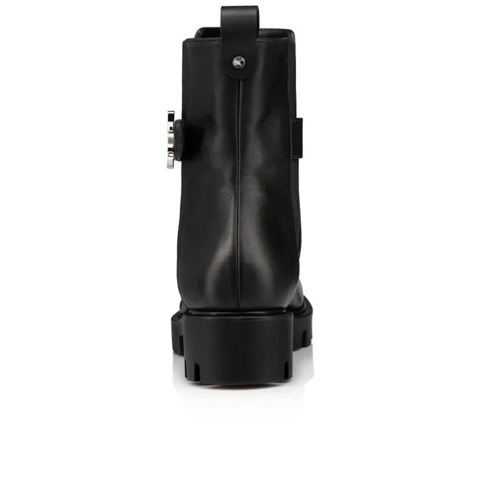 Women CL Chelsea Booty Lug Low Boots 8211 Calf Leather 8211 Black Christian Louboutin Boots