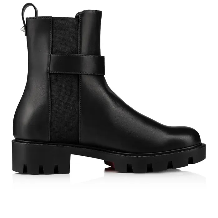 Women CL Chelsea Booty Lug Low Boots 8211 Calf Leather 8211 Black Christian Louboutin Boots