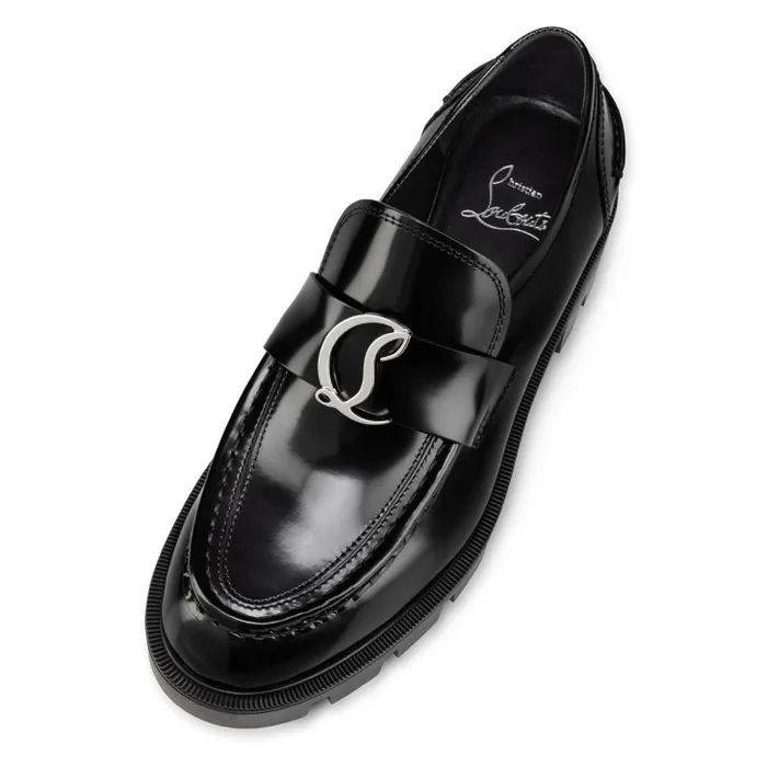 Women CL Moc Lug Loafers 8211 Abrasivato Calf Leather 8211 Black Christian Louboutin Flats and Loafers