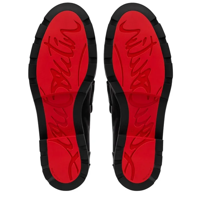 Women CL Moc Lug Loafers 8211 Abrasivato Calf Leather 8211 Black Christian Louboutin Flats and Loafers