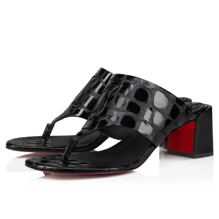 Women CL Tongamule 55 Mm Mules 8211 Alligator Embossed Calf Leather 8211 Black Christian Louboutin Sandals and Slides