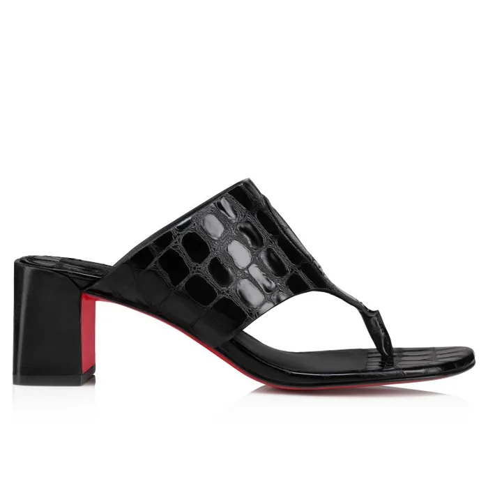 Women CL Tongamule 55 Mm Mules 8211 Alligator Embossed Calf Leather 8211 Black Christian Louboutin Sandals and Slides