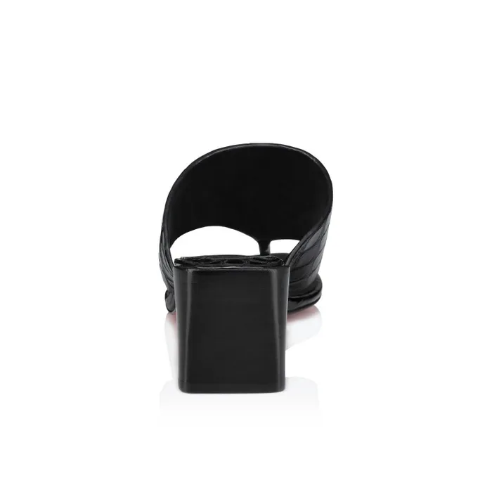 Women CL Tongamule 55 Mm Mules 8211 Alligator Embossed Calf Leather 8211 Black Christian Louboutin Sandals and Slides