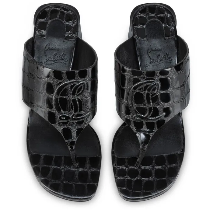 Women CL Tongamule 55 Mm Mules 8211 Alligator Embossed Calf Leather 8211 Black Christian Louboutin Sandals and Slides