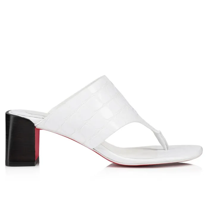 Women CL Tongamule 55 Mm Mules 8211 Alligator Embossed Calf Leather 8211 White Christian Louboutin Mules
