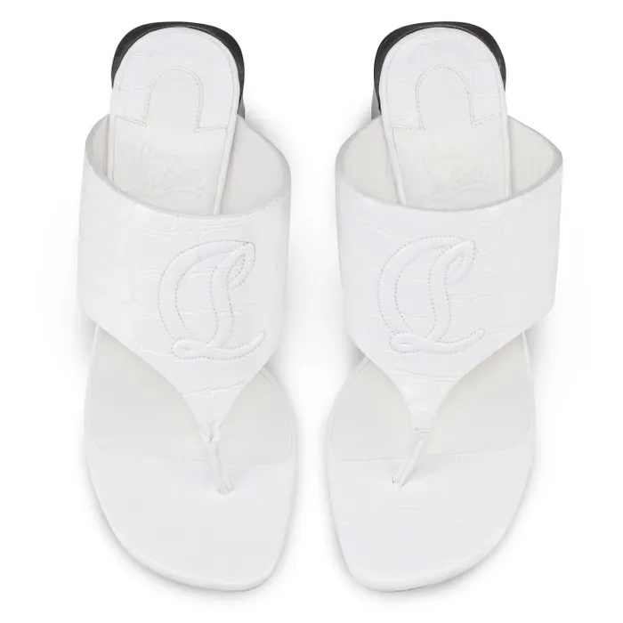 Women CL Tongamule 55 Mm Mules 8211 Alligator Embossed Calf Leather 8211 White Christian Louboutin Mules