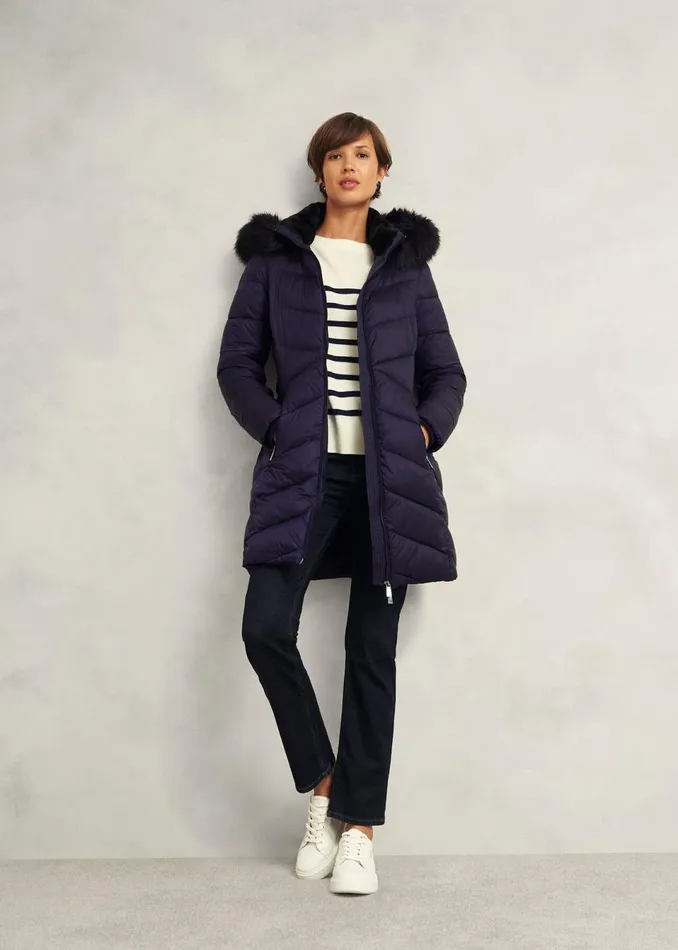 Women Coats and Jackets Hobbs Alis Puffer Navy
