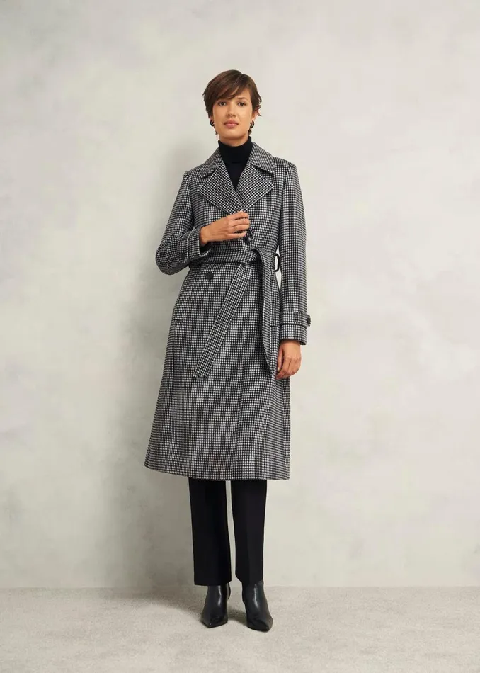 Women Coats and Jackets Hobbs Bromley Coat With Wool Black Multi