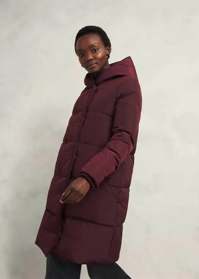 Women Coats and Jackets Hobbs Darla Puffer Wine
