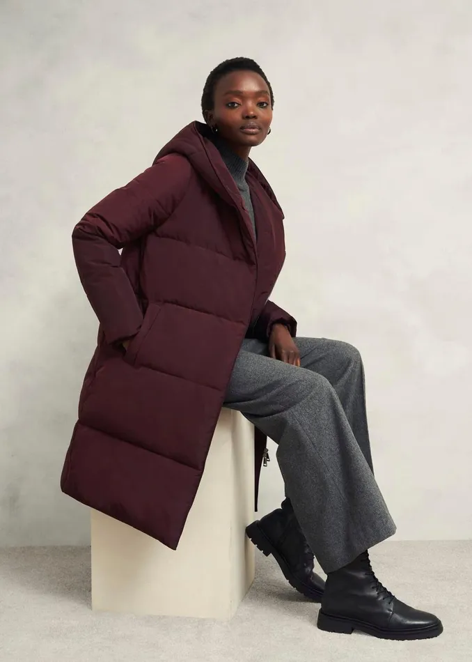 Women Coats and Jackets Hobbs Darla Puffer Wine