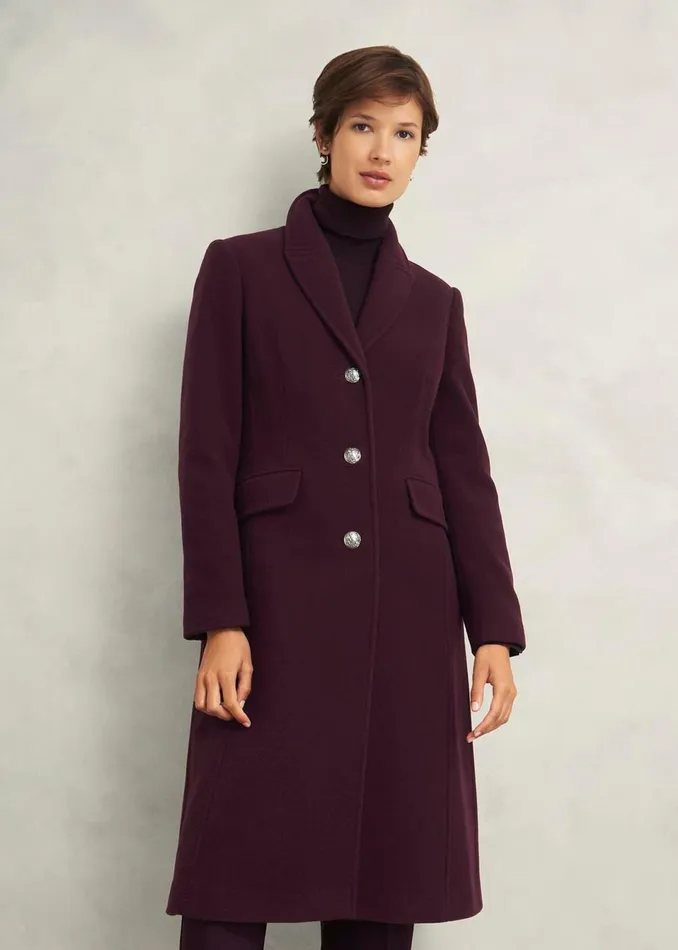 Women Coats and Jackets Hobbs Edwina Wool Blend Coat Wine