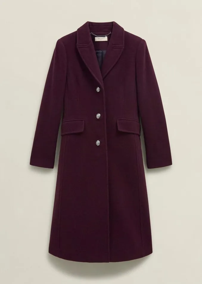 Women Coats and Jackets Hobbs Edwina Wool Blend Coat Wine